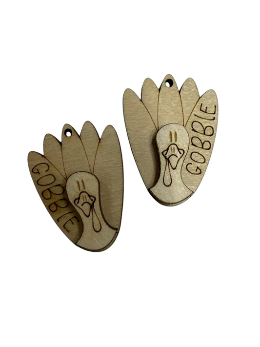 DIY Gobble Turkey Earrings: Unfinished Birch Wood, Craft Jewelry