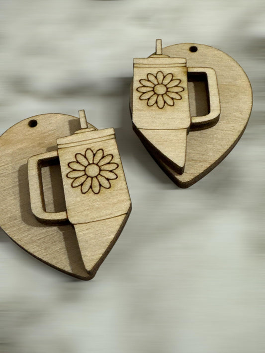 DIY Stanley Cup Wooden Earrings: Unfinished Craft Jewelry