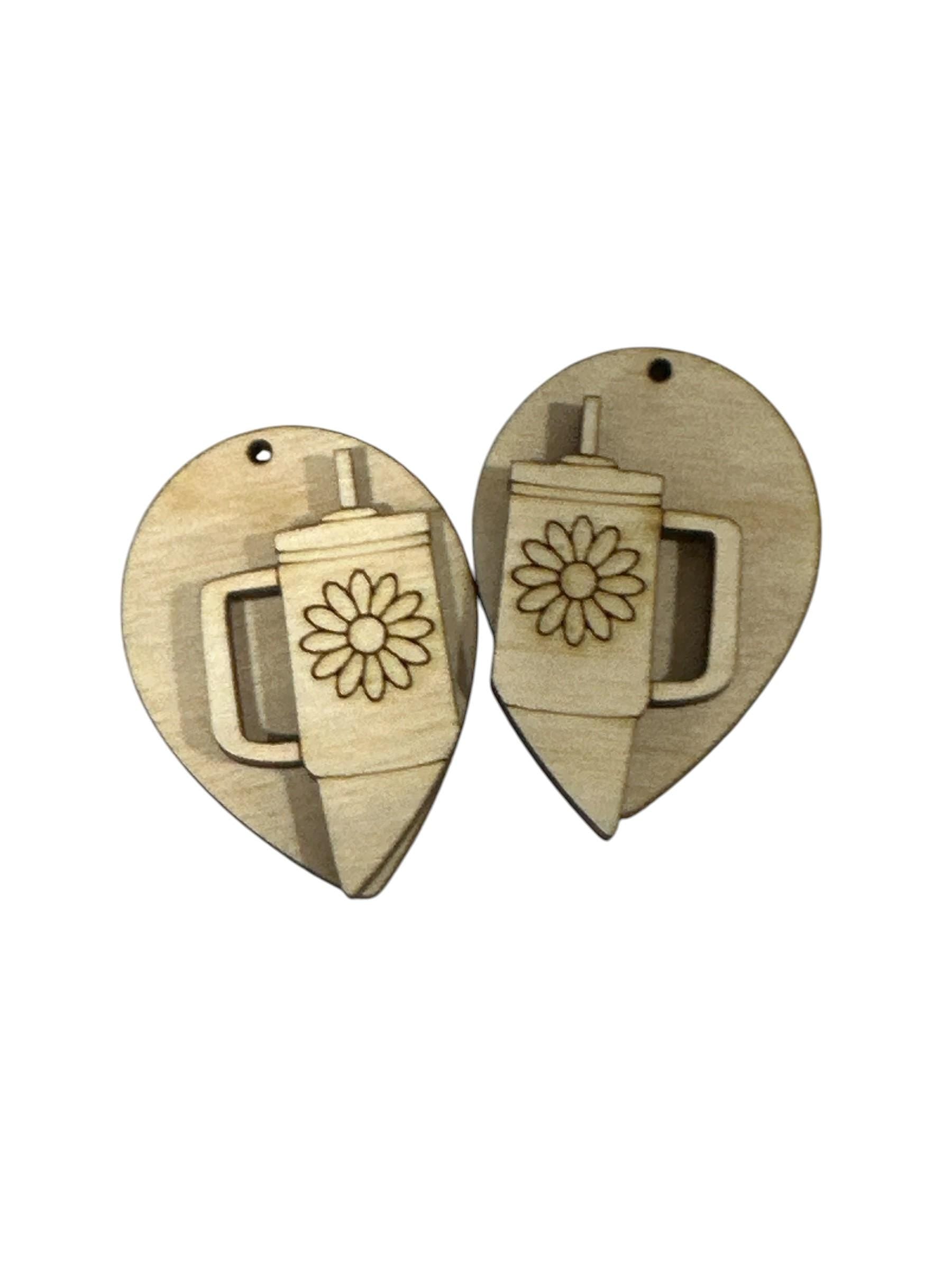 DIY Stanley Cup Wooden Earrings: Unfinished Craft Jewelry