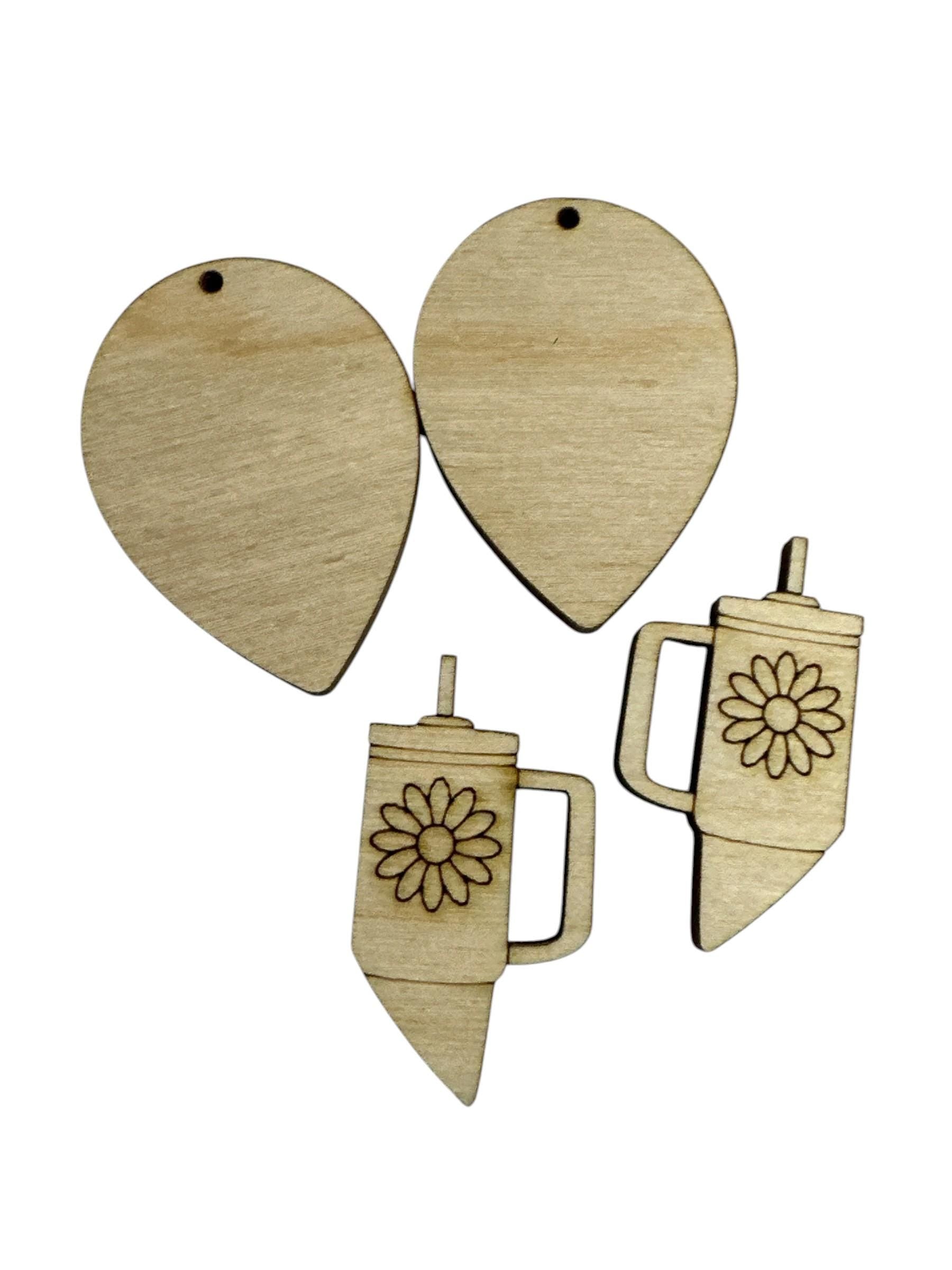 DIY Stanley Cup Wooden Earrings: Unfinished Craft Jewelry