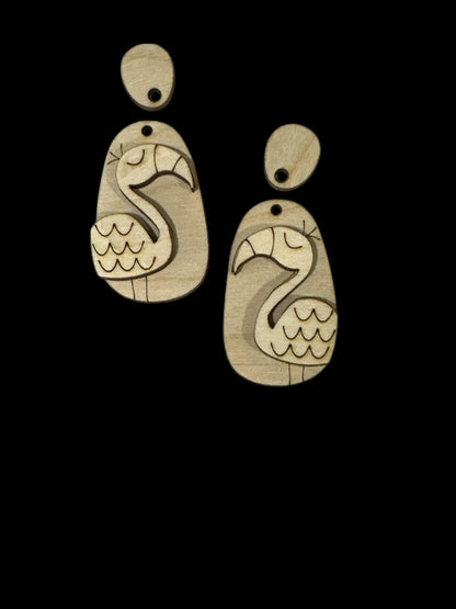DIY Flamingo Wood Earrings: Unfinished Craft Jewelry
