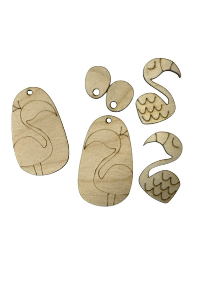 DIY Flamingo Wood Earrings: Unfinished Craft Jewelry