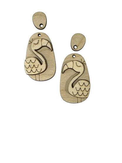 DIY Flamingo Wood Earrings: Unfinished Craft Jewelry