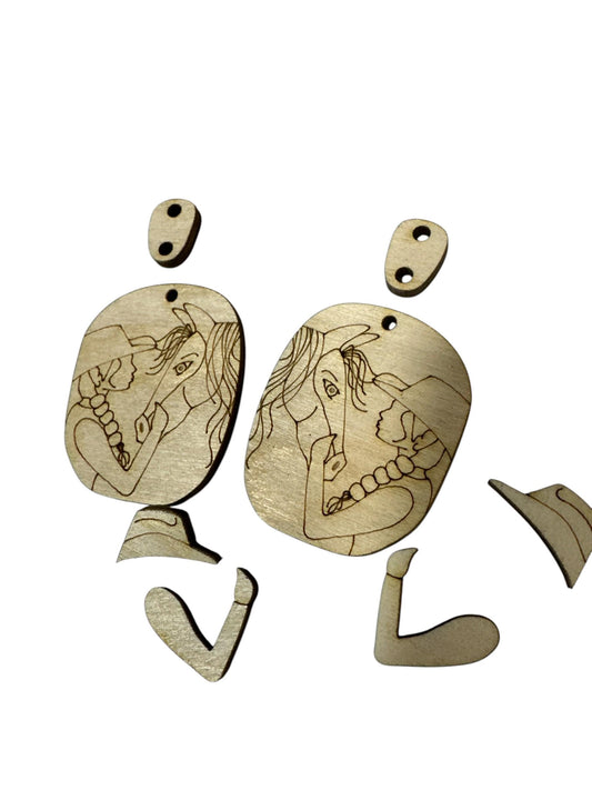 DIY Horse Earrings: Unfinished Birch Wood, Craft Night Jewelry