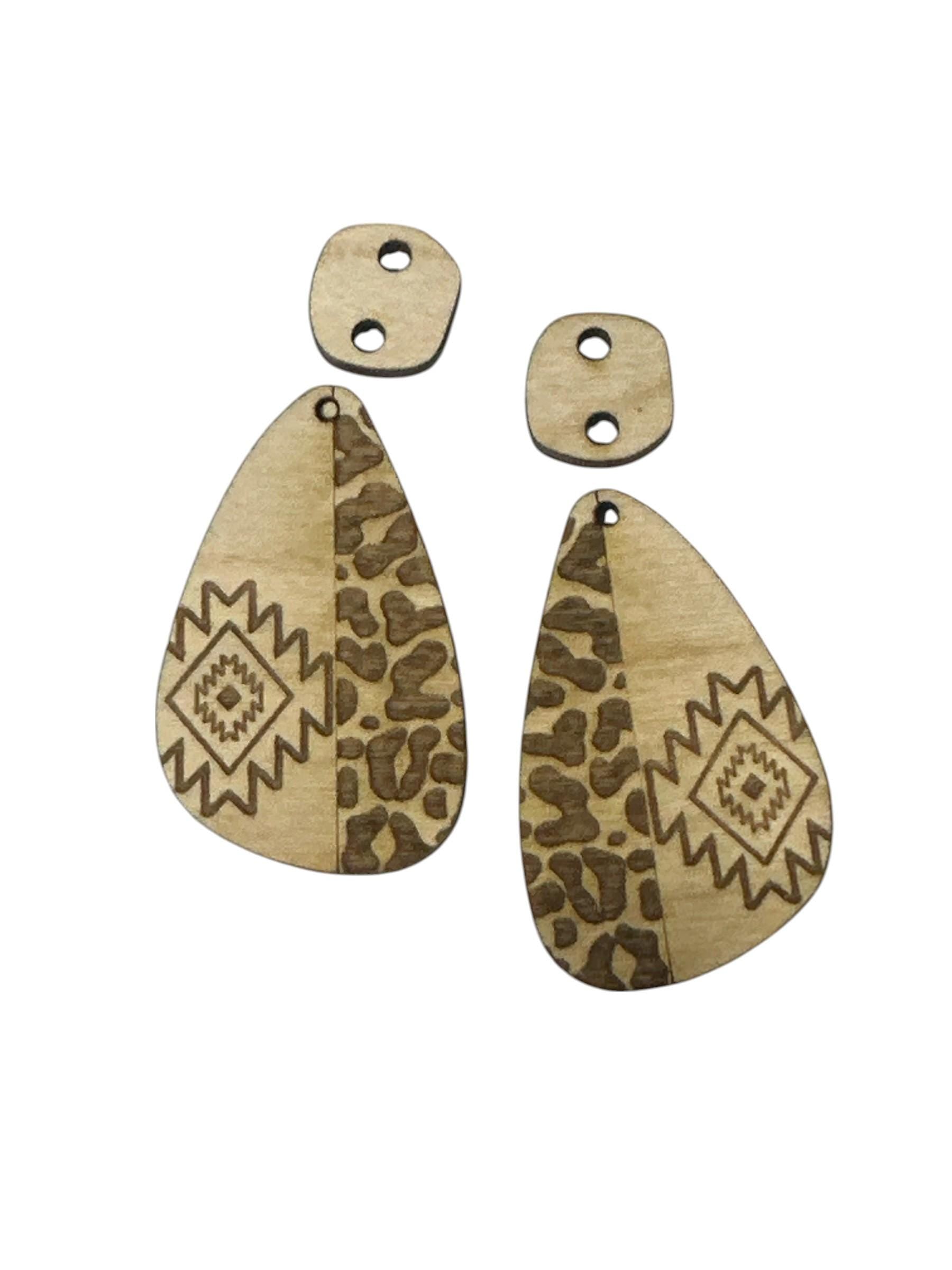 DIY Aztec Leopard Wood Earrings: Unfinished Boho Dangles