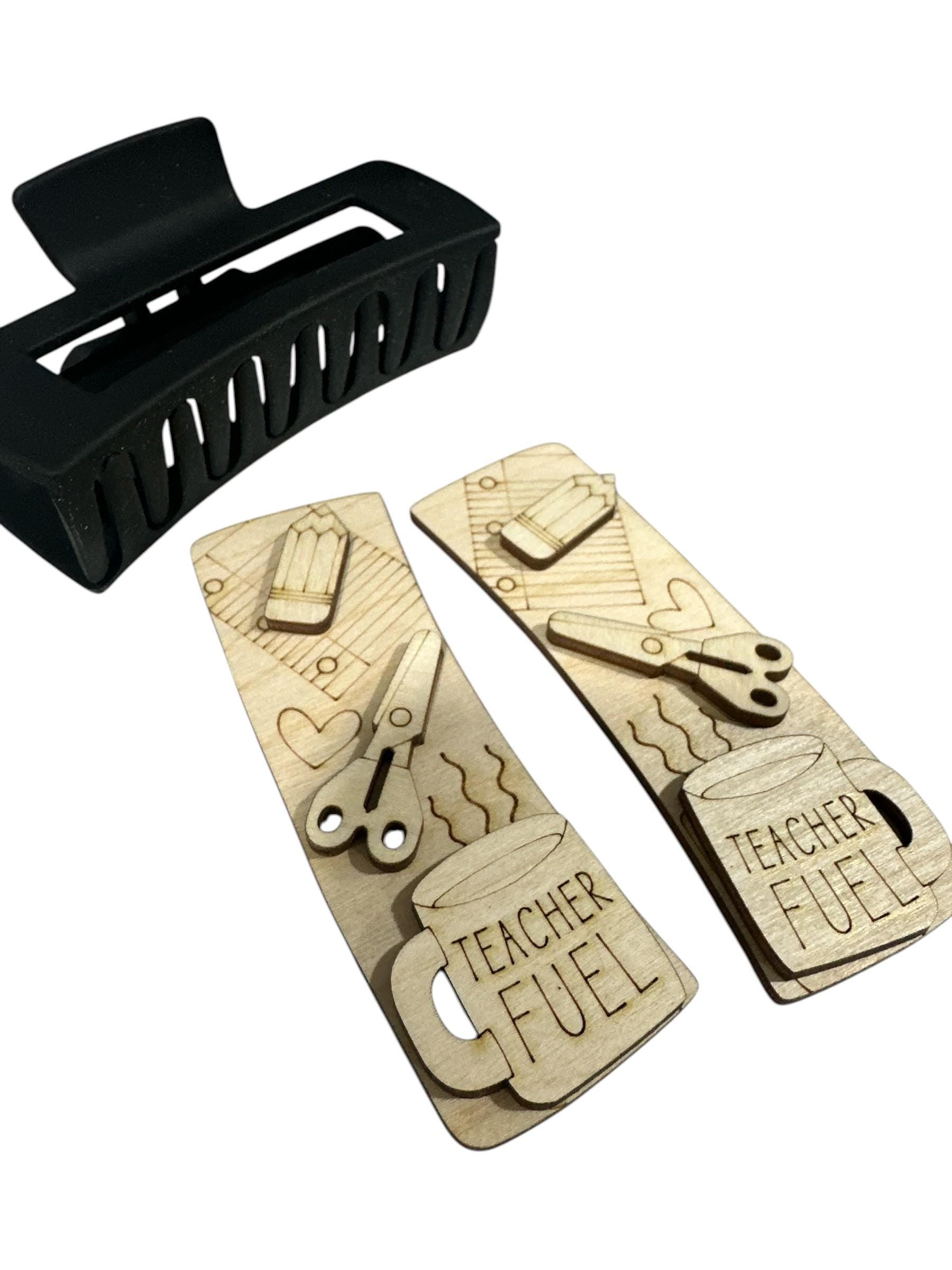 DIY Teacher Fuel Claw Clip Pieces: Unfinished Wood Laser Cut Blanks