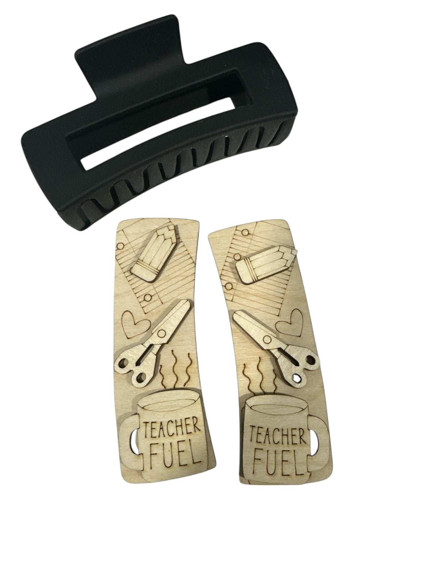 DIY Teacher Fuel Claw Clip Pieces: Unfinished Wood Laser Cut Blanks