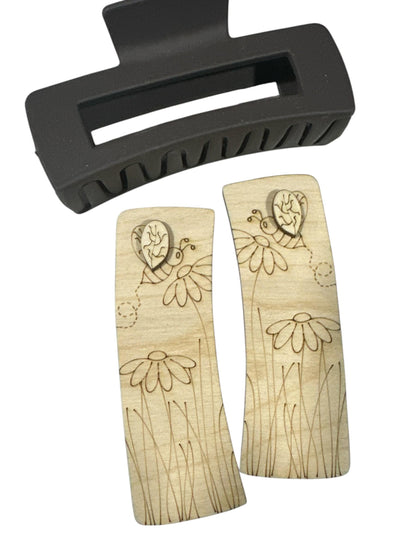DIY Wood Flower & Bee Hair Clip Pieces: Unfinished Laser Cut Blanks
