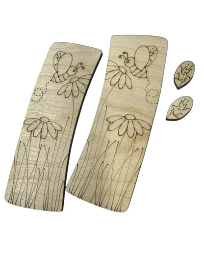 DIY Wood Flower & Bee Hair Clip Pieces: Unfinished Laser Cut Blanks