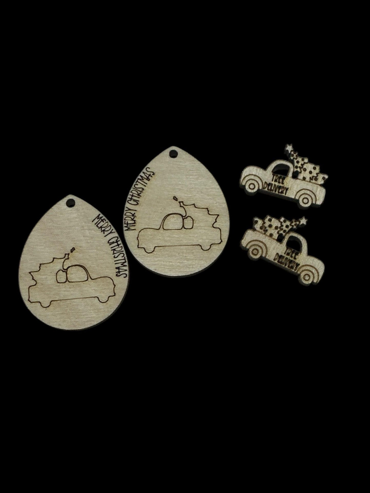 DIY Christmas Truck Earrings: Unfinished Wood, Paintable Jewelry