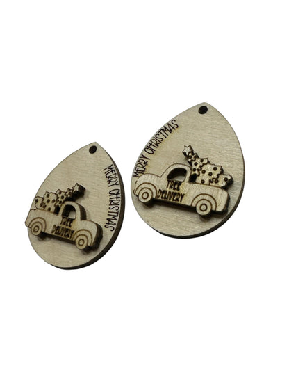 DIY Christmas Truck Earrings: Unfinished Wood, Paintable Jewelry