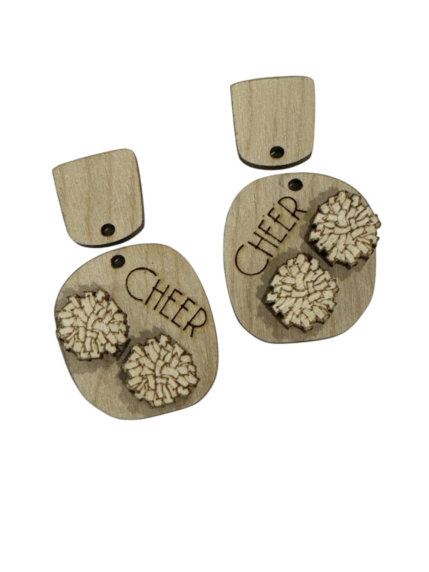 DIY Cheer Earrings: Unfinished Birch Wood, Craft Jewelry