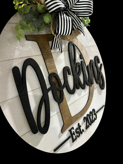 Personalized Doo Hanger Shiplap Last Name Door Hanger, Door Sign, Large Farmhouse Sign, Personalized Door Hanger, Wedding Gift, Door Hanger