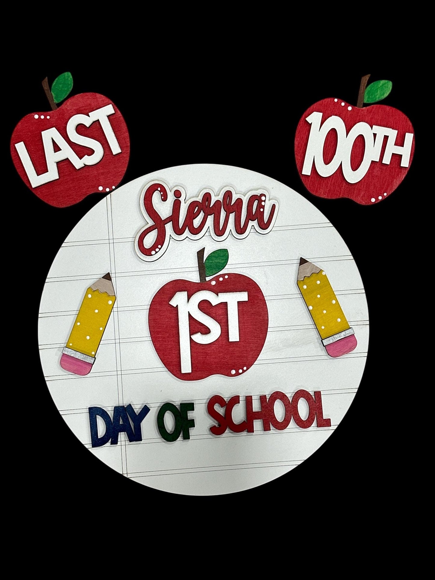 Custom 3D Letter First Day of School Sign: Hand-Painted Wood