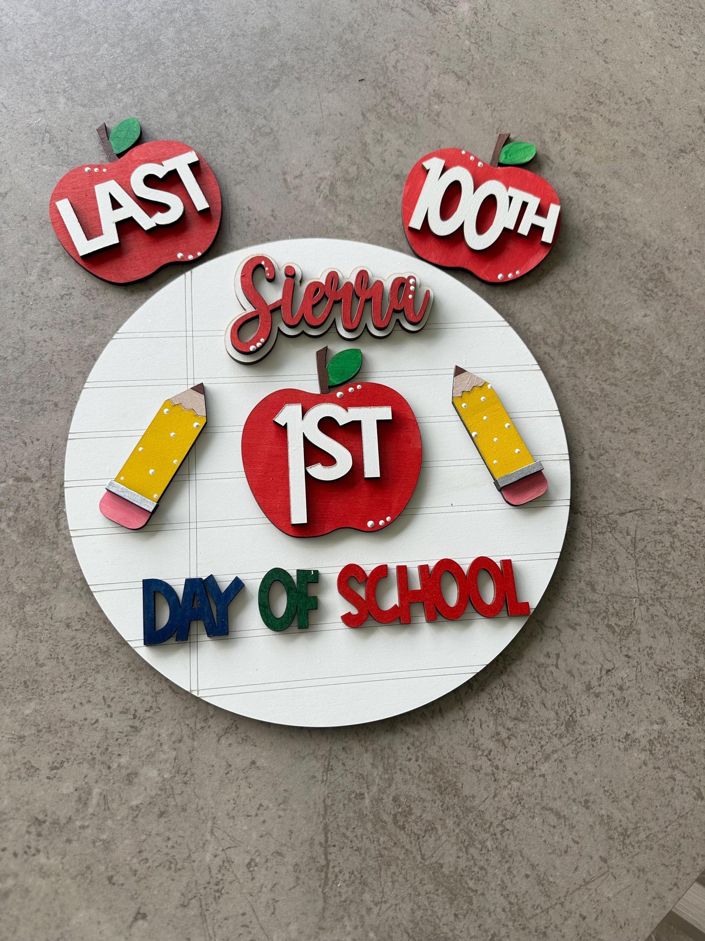 Custom 3D Letter First Day of School Sign: Hand-Painted Wood