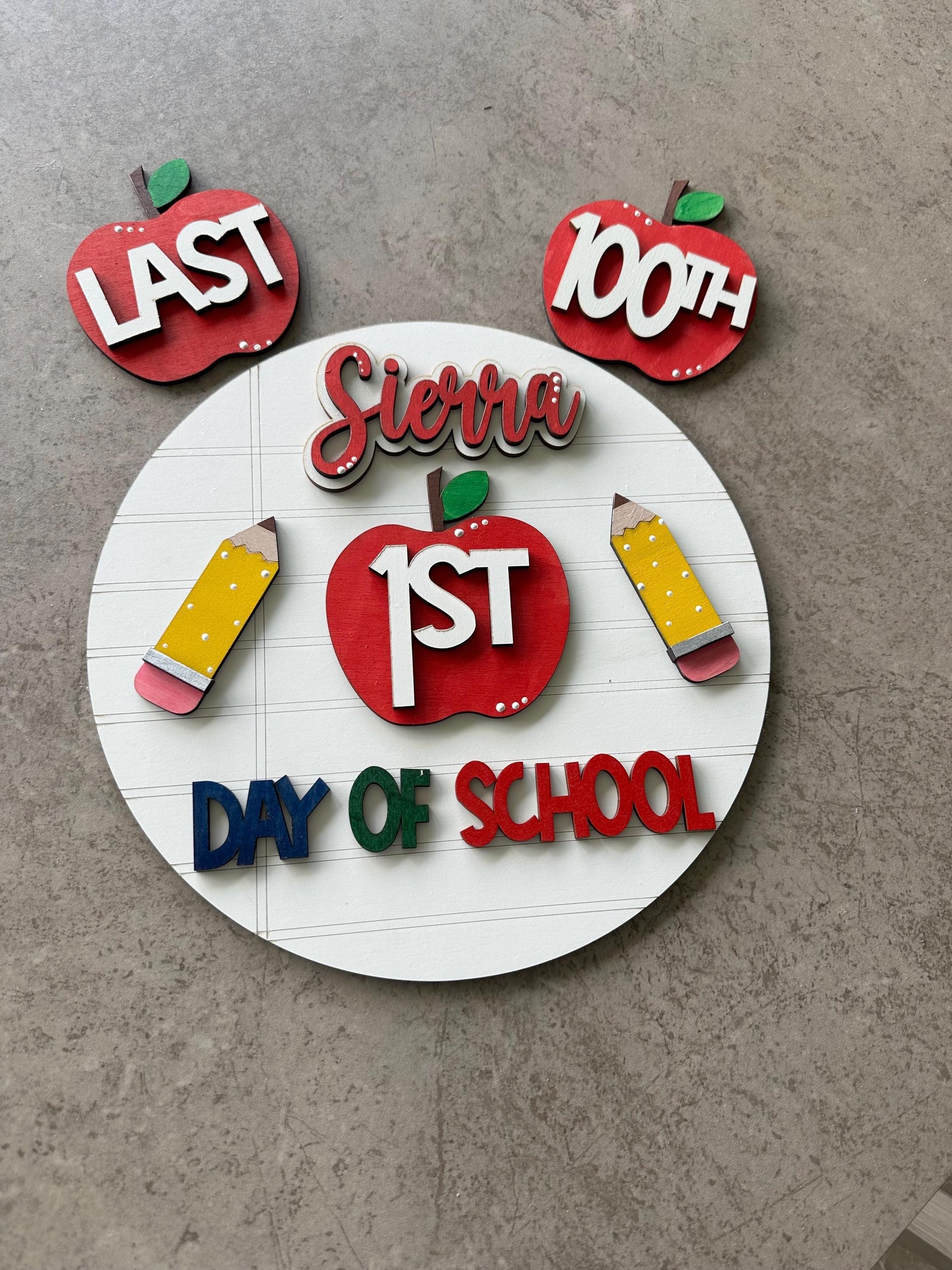Custom 3D Letter First Day of School Sign: Hand-Painted Wood