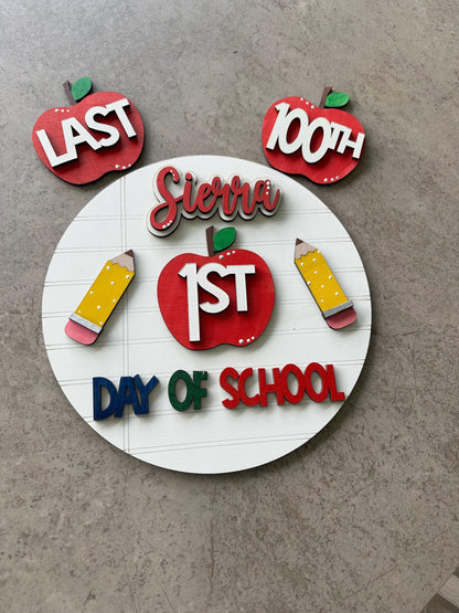 Custom 3D Letter First Day of School Sign: Hand-Painted Wood