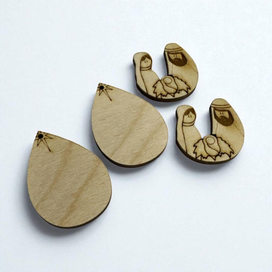 DIY Nativity Wood Earrings: Unfinished Laser Cut Blanks