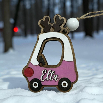 Personalized Mini Coupe Ornament: Custom Name Christmas Decoration