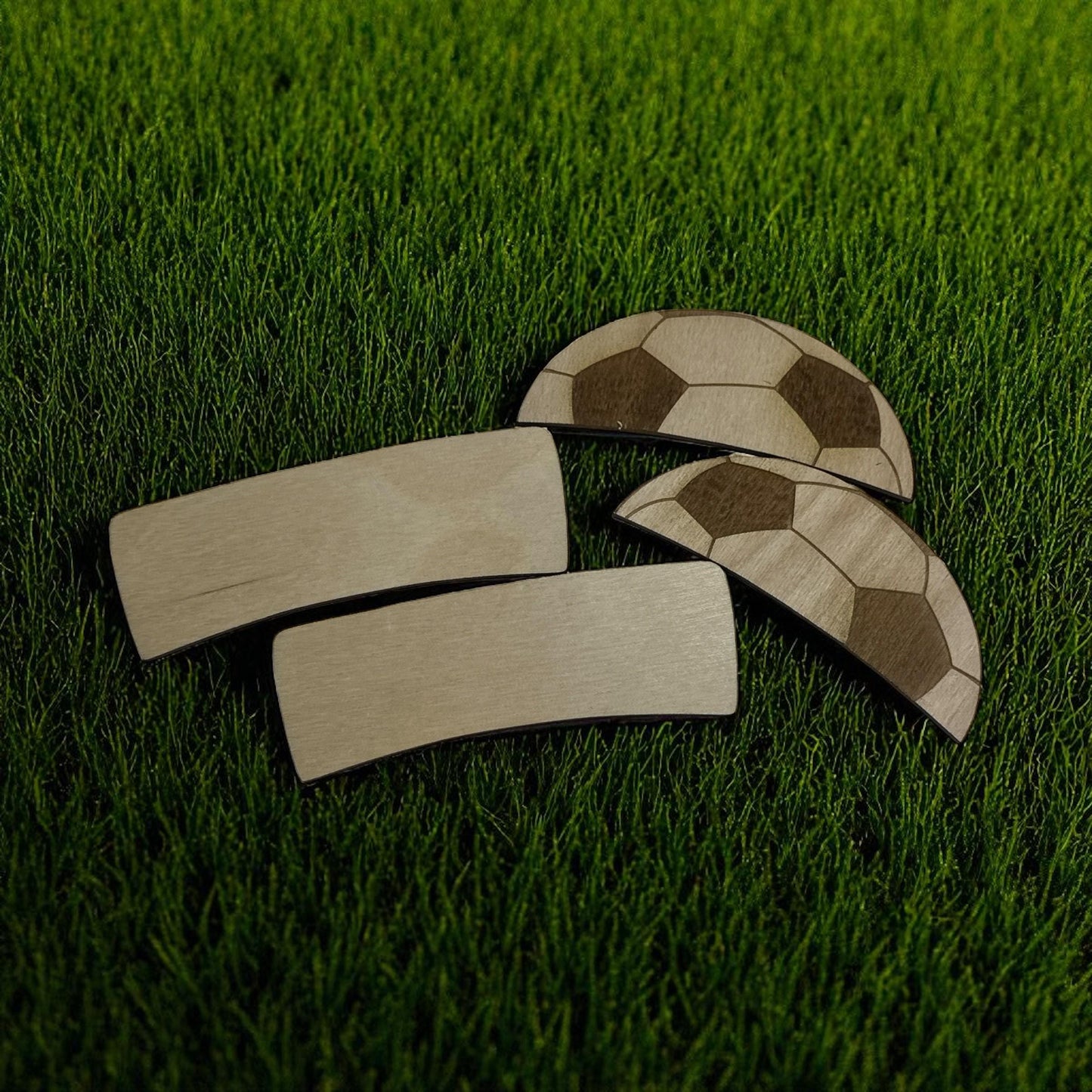 DIY Soccer Hair Clip Pieces: Unfinished Wood Laser Cut Blanks
