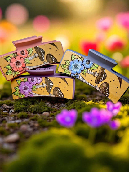 Mushroom Flower Hair Clip: Hand-Painted Acrylic Claw Clip