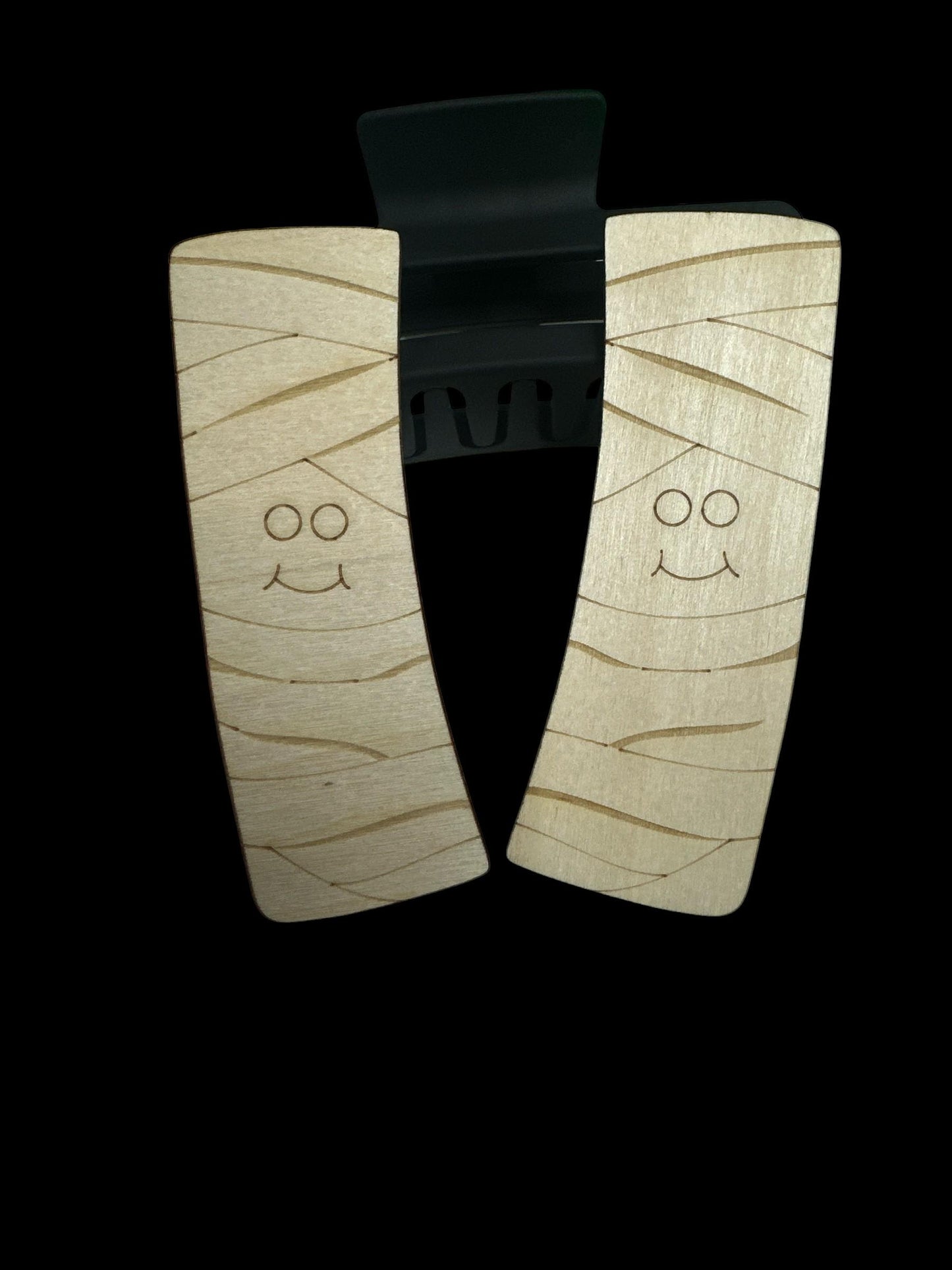 Mummy Ghost DIY Wood Laser Blank Hair Clip Pieces, Wooden Hair Clip, Wood is Ready to Paint, Laser Cut Claw Clip, Unfinished, 2" and 4"