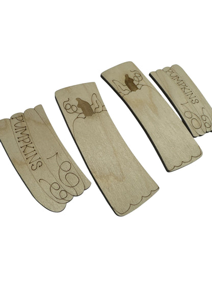 DIY Pumpkin Hair Clip Pieces: Unfinished Wood Laser Cut Blanks