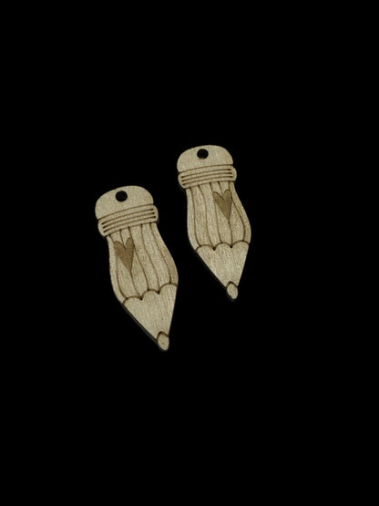 DIY Heart Pencil Wooden Earrings: Unfinished Craft Jewelry