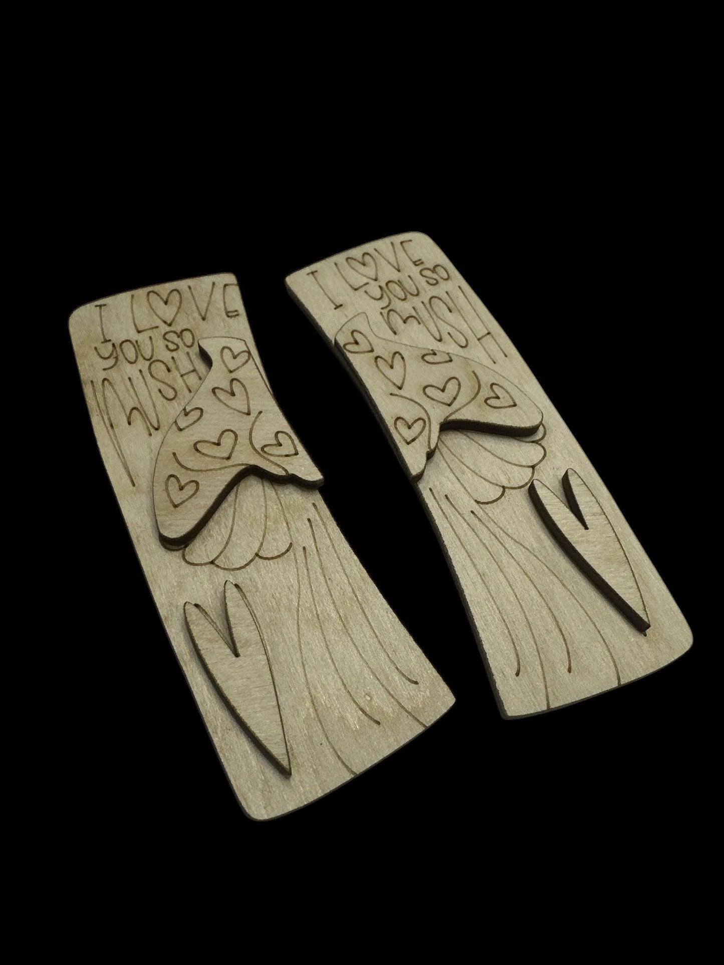 Mushroom Engraved Wood Hair Clip Pieces: DIY Craft Blanks