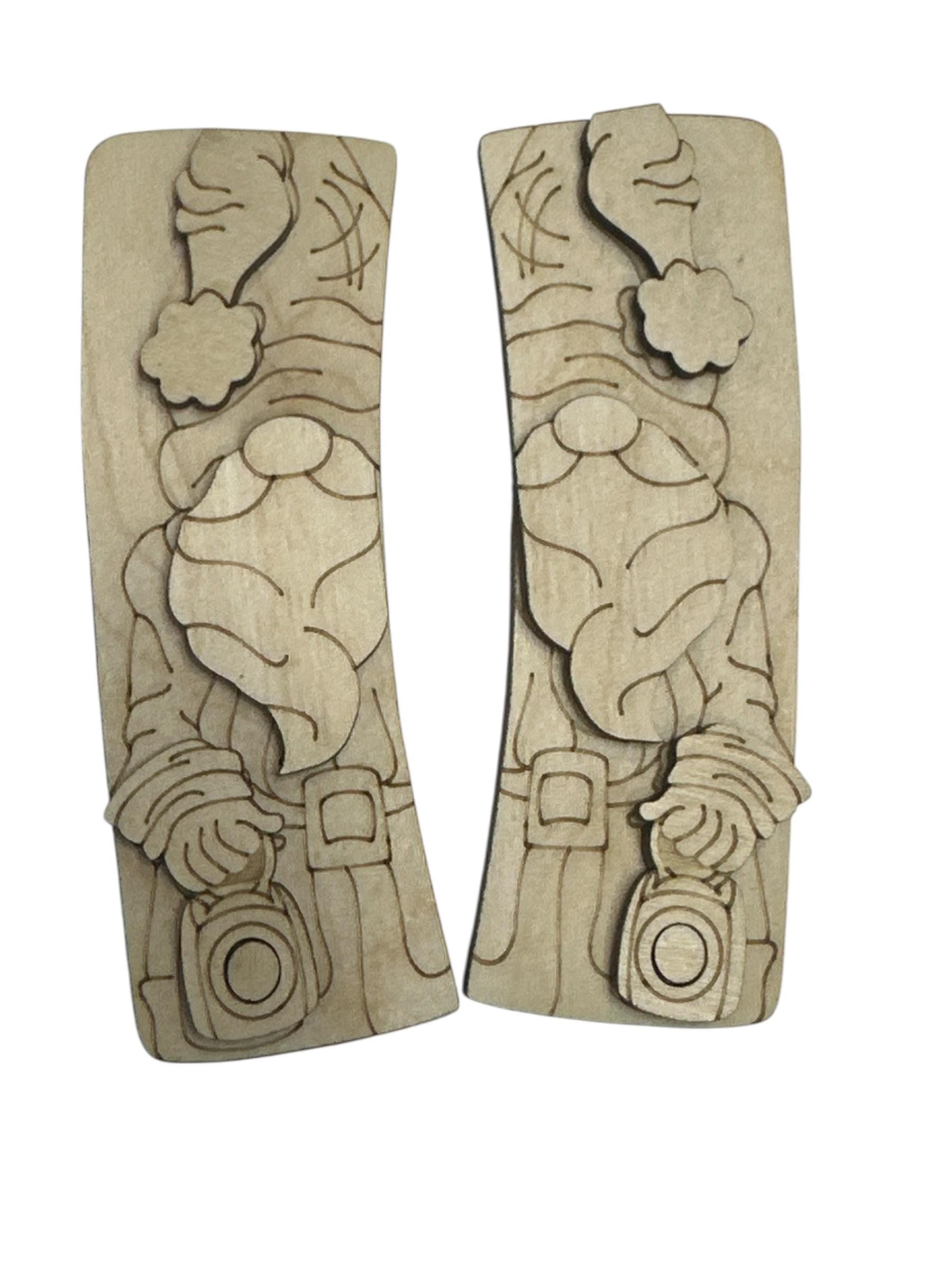 DIY Santa Claus Gnome DIY Hair Clip Pieces: Unfinished Wood Laser Cut, Santa Gnome with a Lantern, Unfinished,