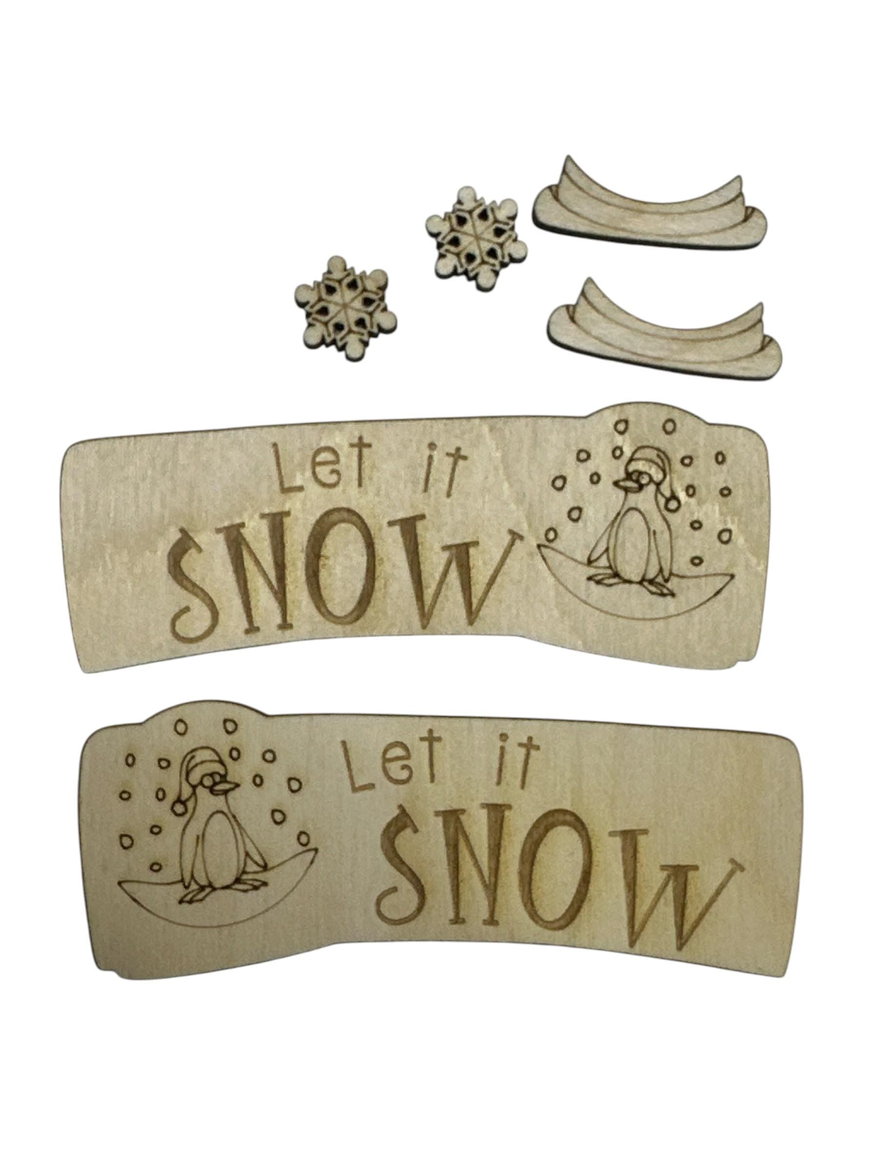 DIY Snow Globe Hair Clip Pieces: Unfinished Birch Wood, Laser Cut
