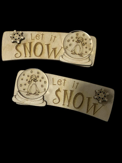 DIY Snow Globe Hair Clip Pieces: Unfinished Birch Wood, Laser Cut