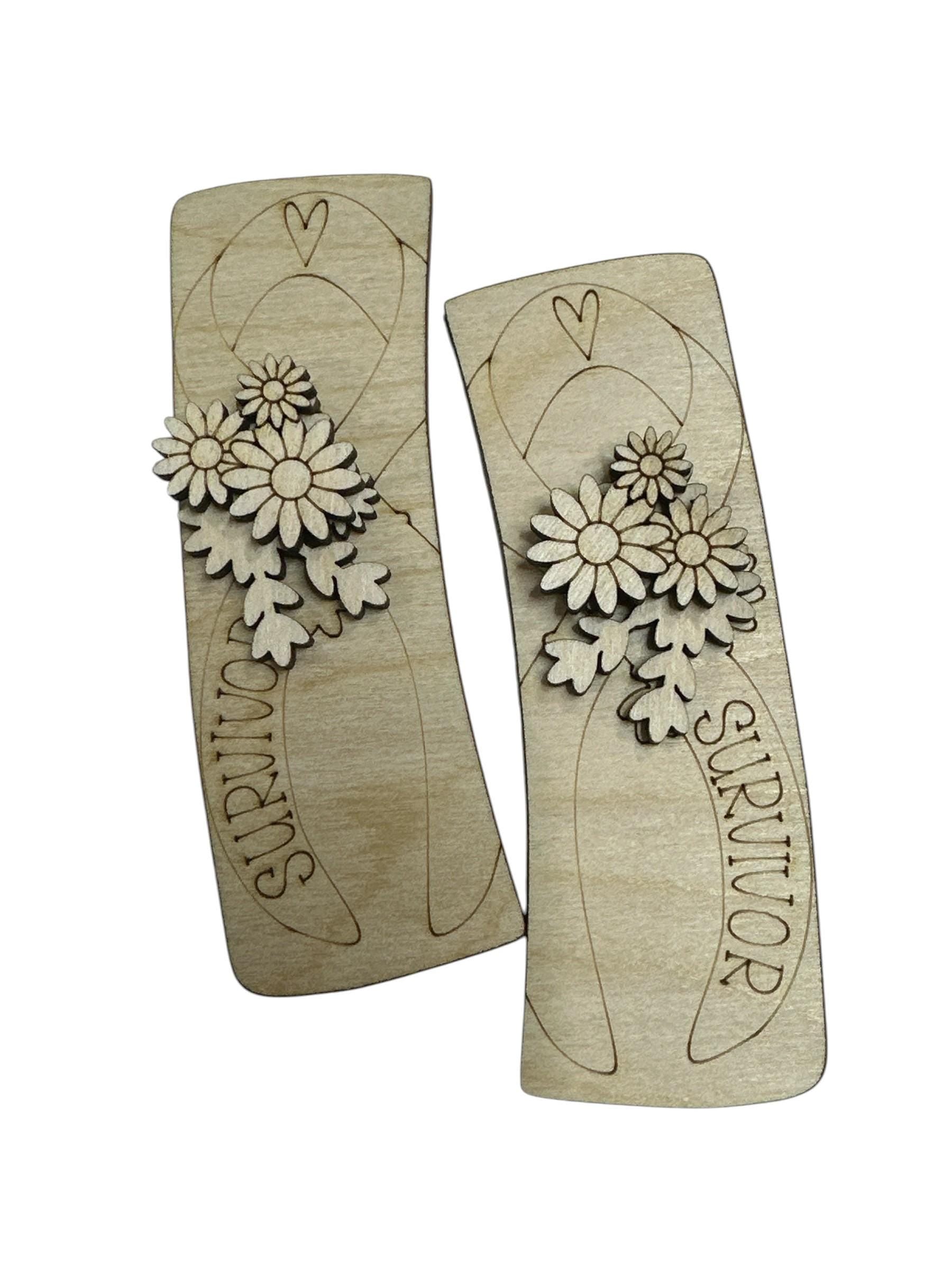 DIY cancer Wood Laser Cut Hair Clip Pieces: Breast Cancer Awareness, Unfinished Birch