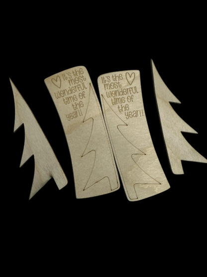 DIY Winter Tree Hair Clip Pieces: Unfinished Birch Wood, Laser Cut