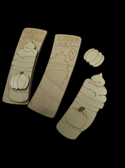 DIY Pumpkin & Coffee Wood Hair Clip Pieces: Unfinished Laser Cut Blanks