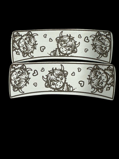 DIY Highland Cow Wood Hair Clip Pieces: Laser Cut Blanks for 4" Claw Clip, Cow Claw Clip, Wooden Claw Clip Unfinished