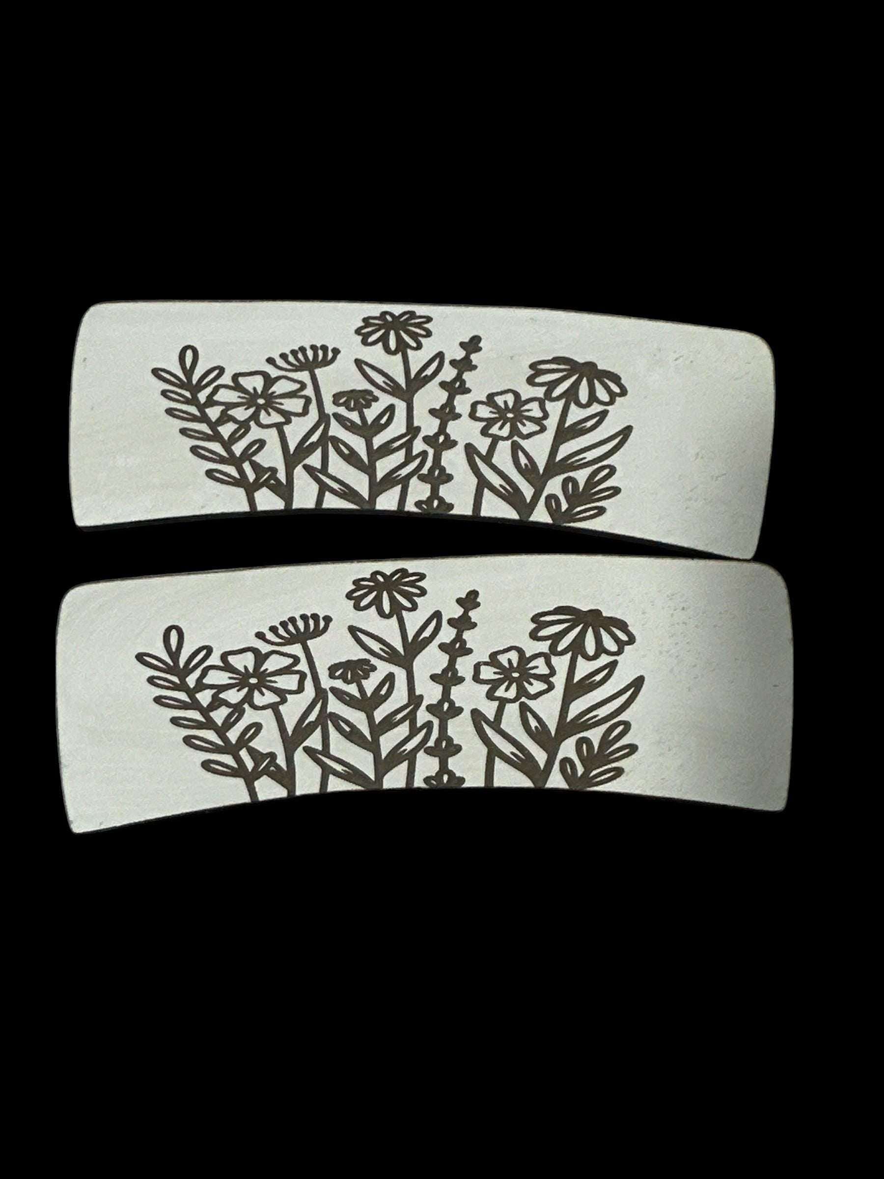 DIY Wildflower Wood Hair Clip Pieces: Laser Cut Birch, Unfinished (Claw Clip NOT Included), Wildflower Wooden DIY, Claw Clip