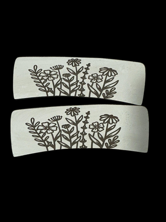 DIY Wildflower Wood Hair Clip Pieces: Laser Cut Birch, Unfinished (Claw Clip NOT Included), Wildflower Wooden DIY, Claw Clip
