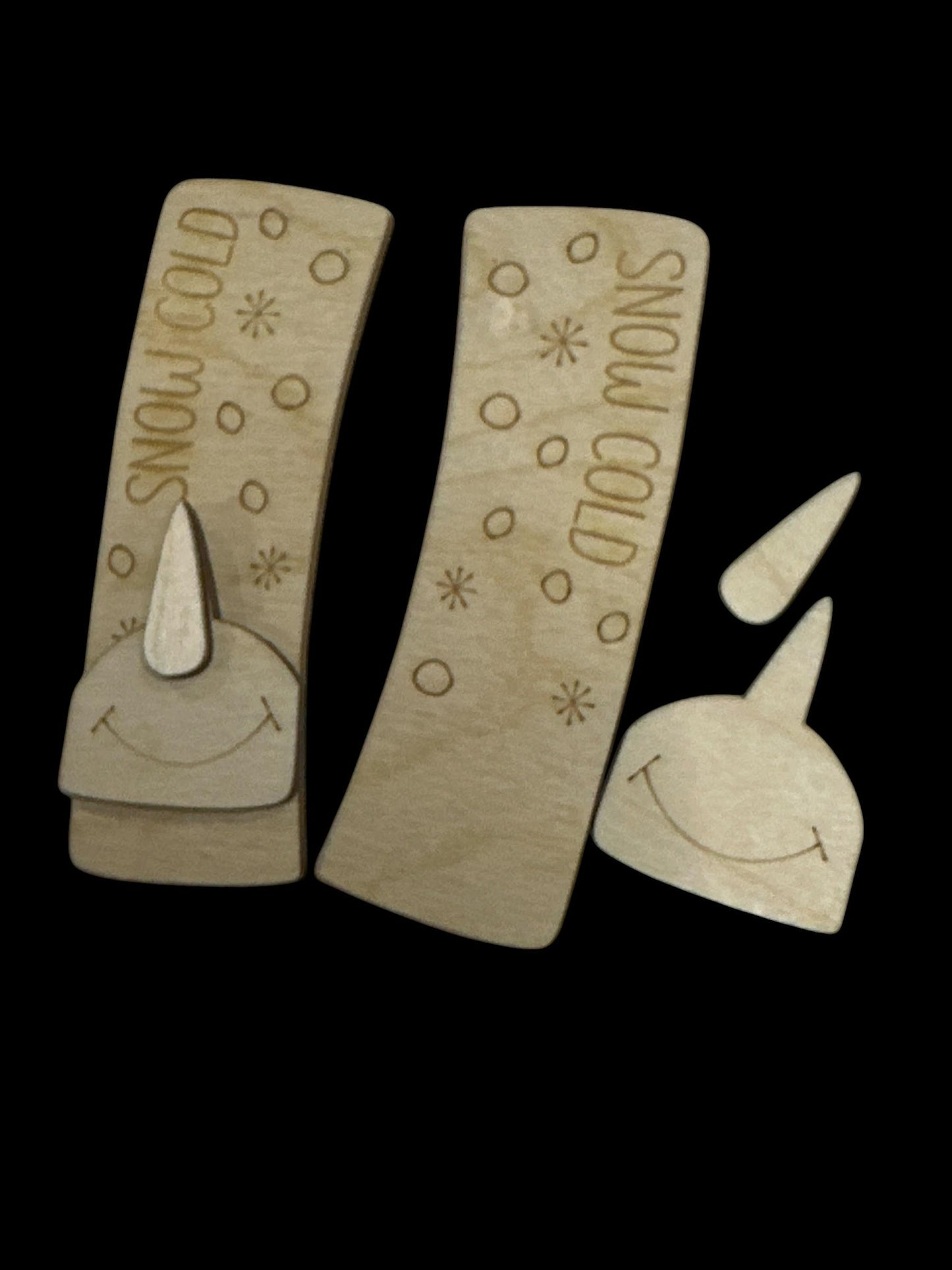 DIY Wood Snowman Hair Clip Pieces: Laser Cut Birch Blanks