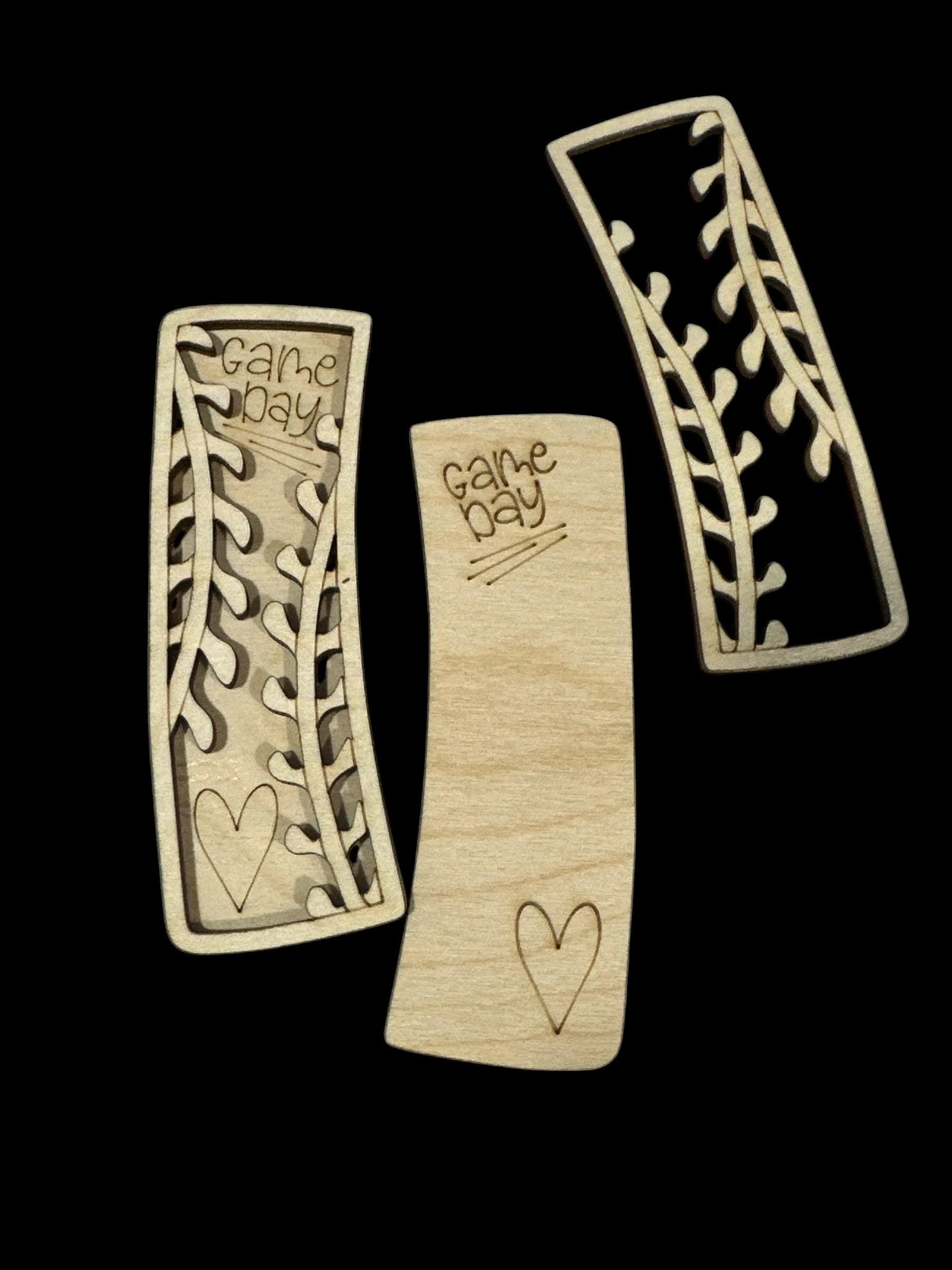 DIY Baseball Hair Clip Pieces: Unfinished Wood Laser Cut Blanks