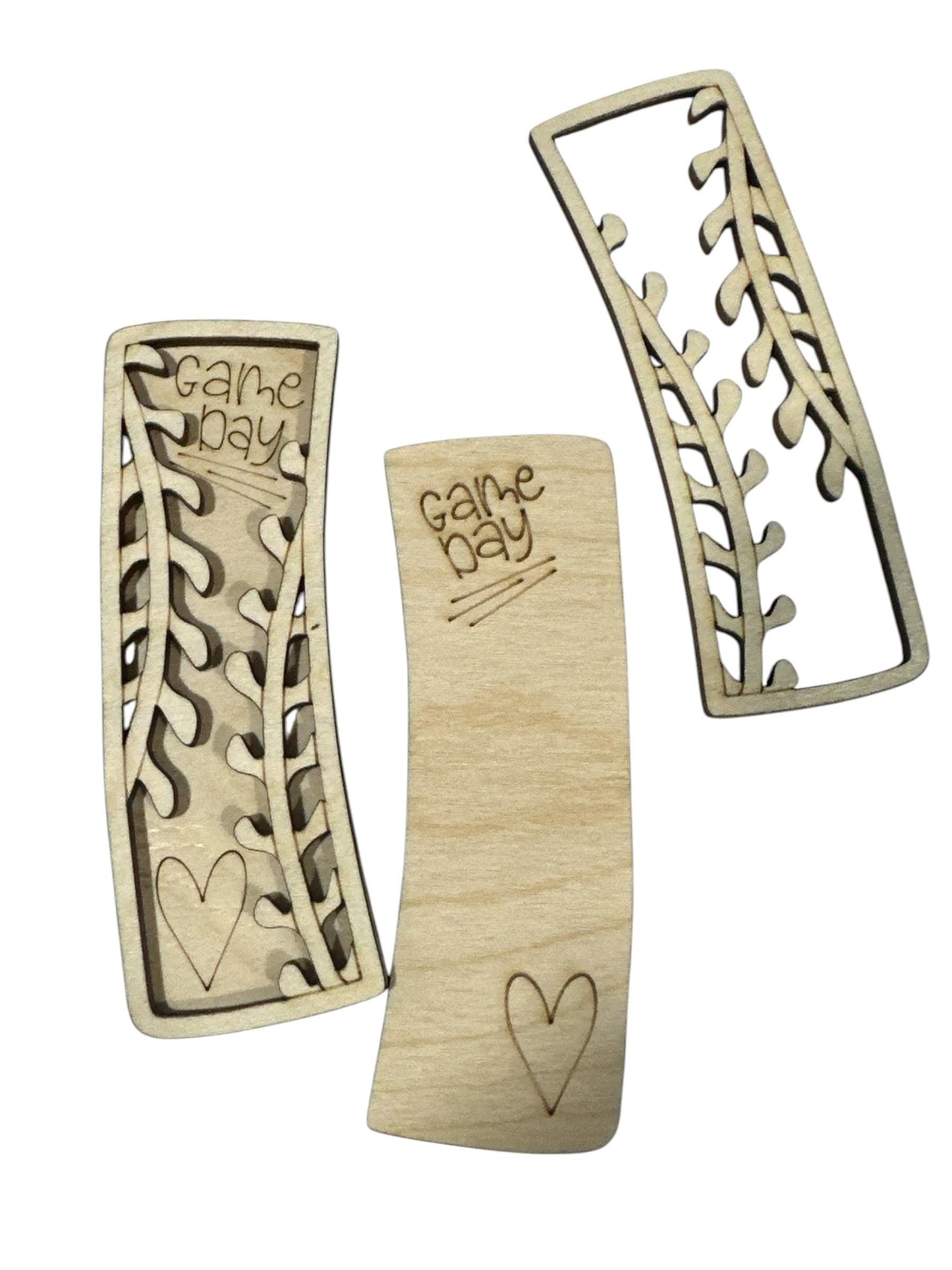 DIY Baseball Hair Clip Pieces: Unfinished Wood Laser Cut Blanks
