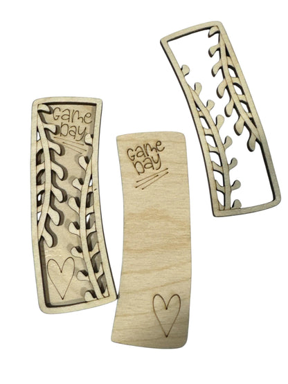 DIY Baseball Hair Clip Pieces: Unfinished Wood Laser Cut Blanks