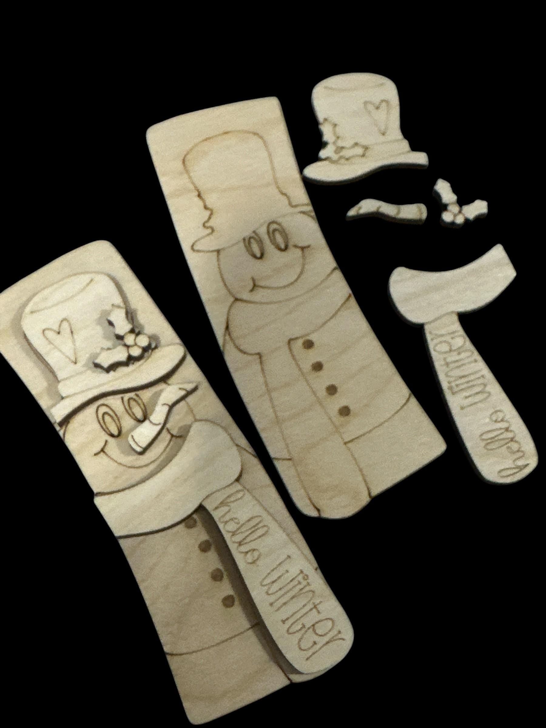 DIY Snowman Wood Hair Clip Pieces: Unfinished Laser Cut Blanks