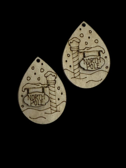 DIY North Pole Wooden Earrings: Engraved Birch Blanks