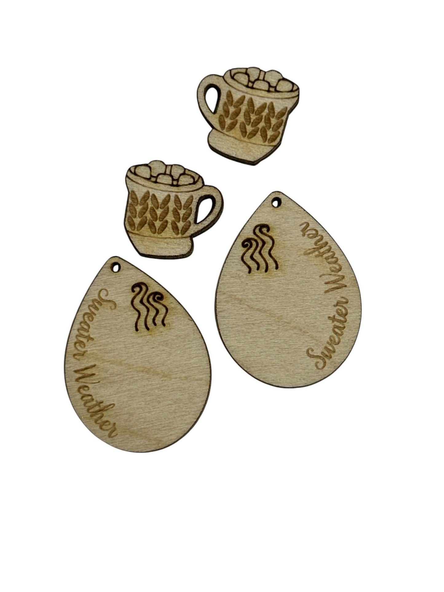 Engraved Birch DIY Earrings: Sweater Weather Theme, Unfinished Wood