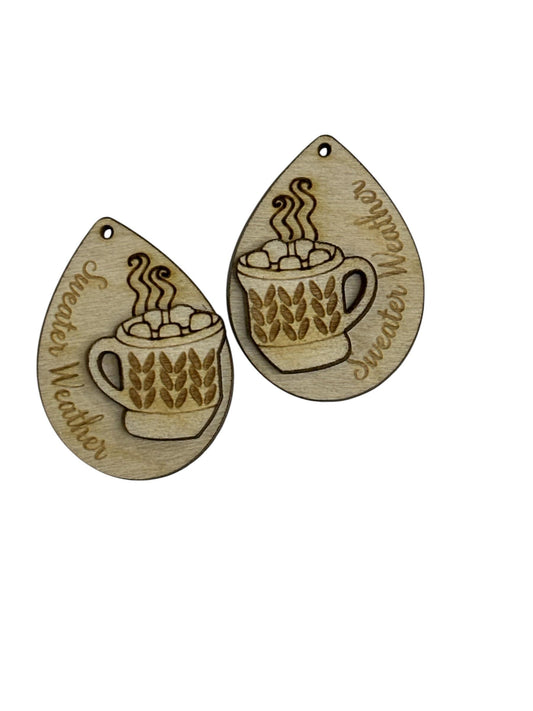 Engraved Birch DIY Earrings: Sweater Weather Theme, Unfinished Wood
