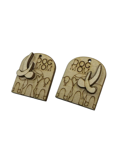 Dog Mom DIY Earrings: Blank Birch Wood, Engraved Tales