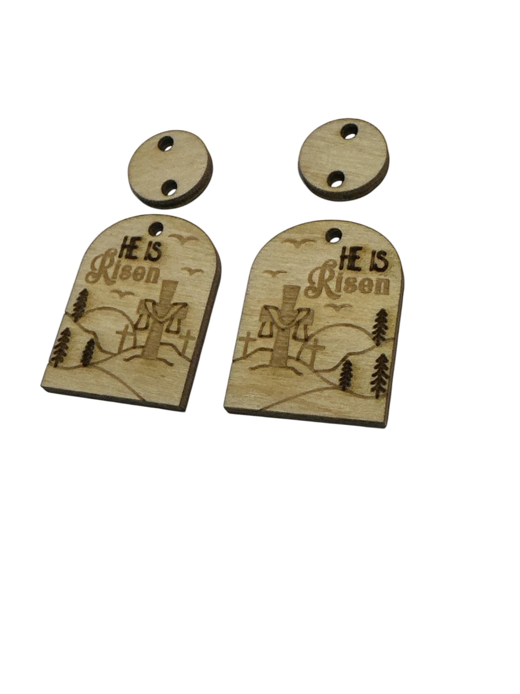 Engraved 'He is Risen' Wood Earrings: DIY Craft Blanks