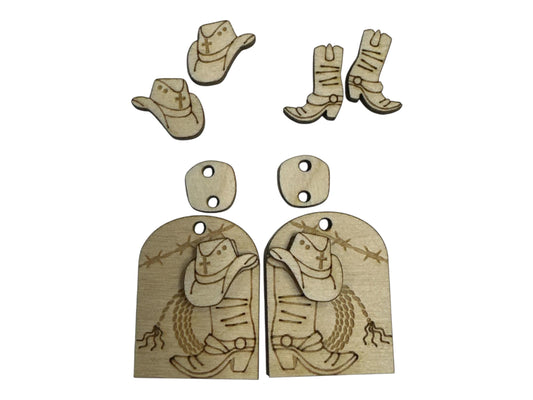 DIY Cowgirl Wooden Earrings: Unfinished Birch Blanks