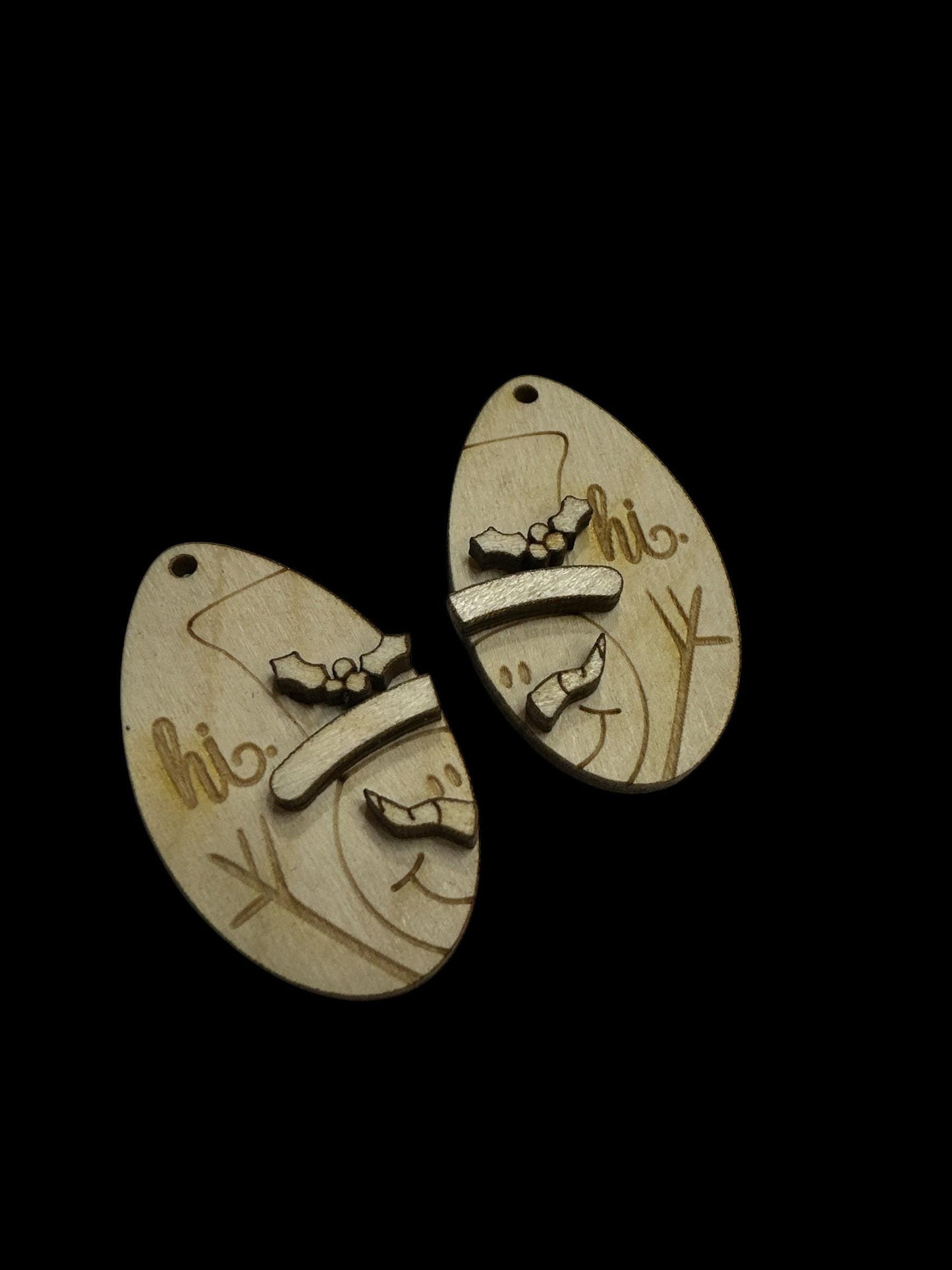 DIY Snowman Earrings: Unfinished Birch Wood, Craft Jewelry